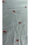 22038 BRODE/YERLİ/LEZ/MÜSLİN/PAMUK POLYESTER/KİRAZ NAKIŞLI/HAM ZEMİN/AÇIK KIRMIZI-AÇIK YEŞİL KİRAZ
