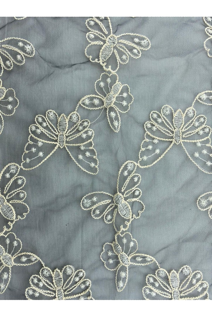 140 cm Siyah Zemin Tül Üzeri Pamuk İplikli Kordlu Tül