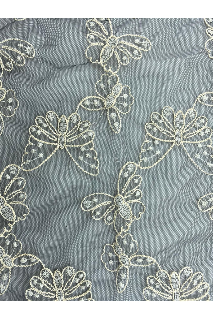 140 cm Siyah Zemin Tül Üzeri Pamuk İplikli Kordlu Tül