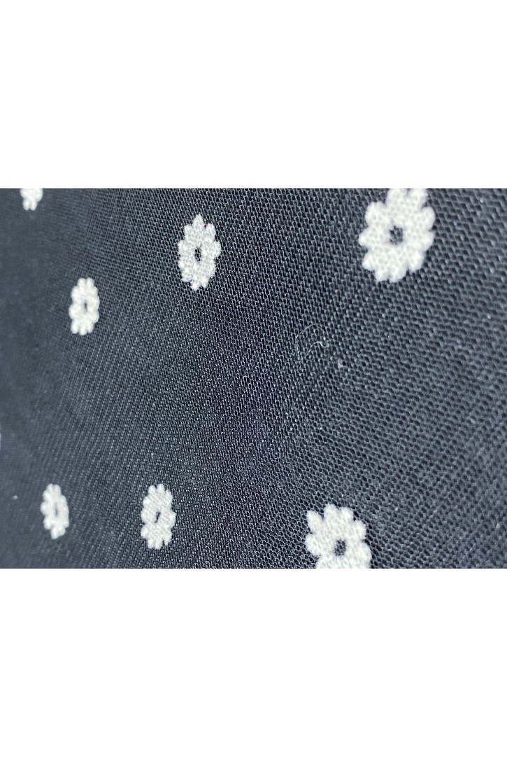 Siyah Zemin Beyaz Flok Baskı Tül