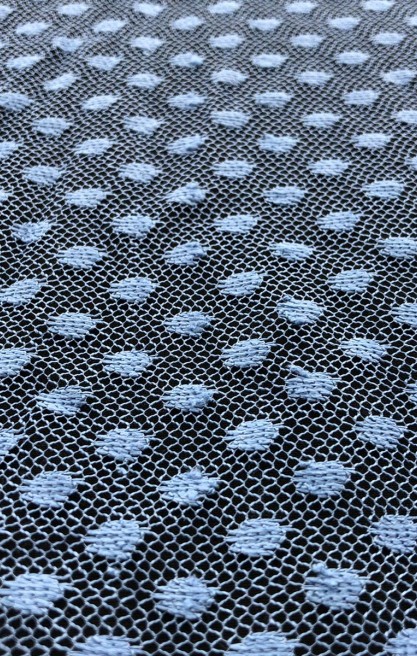 Petrol Renk Puantiyeli Polyester Tül, Yerli