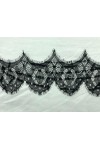 18091-ADET 9 cm Siyah Sakallı Flok Baskılı Çift Su Yollu İthal Dantel Bant