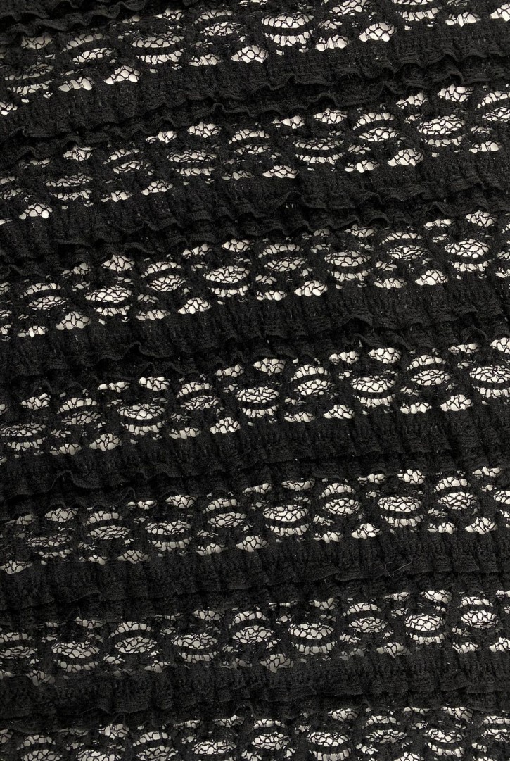 Siyah Likralı Naylon Dantel Kumaş, 85 cm