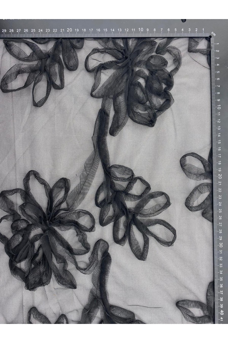 11204 TÜL ÜZERİ/YERLİ/LEZ/POLYESTER/SÜZENELİ/SİYAH/150 CM