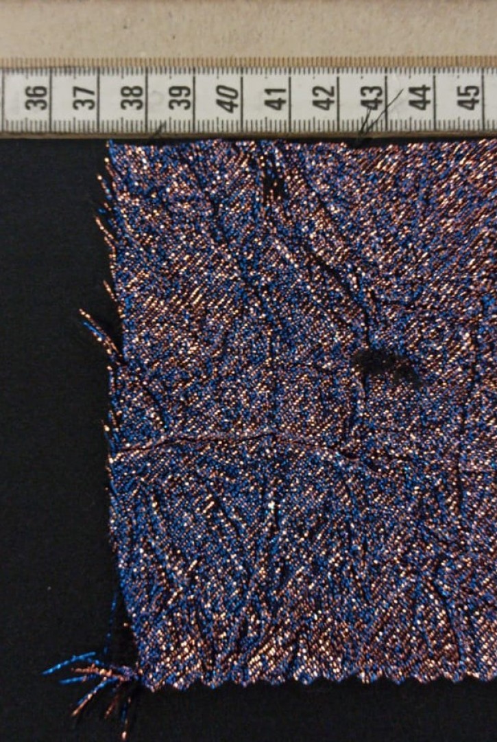 11402 DOKUMA KUMAŞ/YERLİ/LEZ/POLYESTER/LUREX/LACİVERT-BAKIR