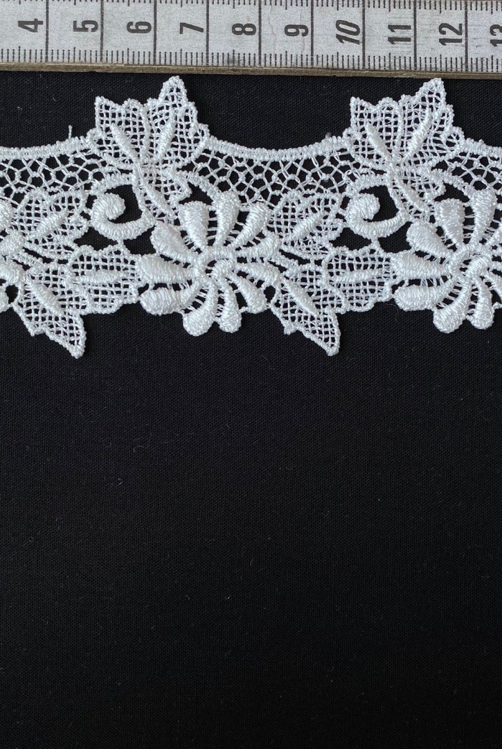 Optik Kasar Parlak Güpür Brode Bant, 5.5 cm