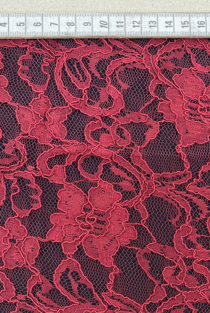 Bordo Kordlu Polyester Dantel Kumaş, 130 cm