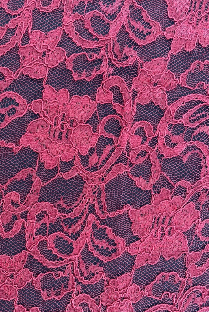 Bordo Kordlu Polyester Dantel Kumaş, 130 cm