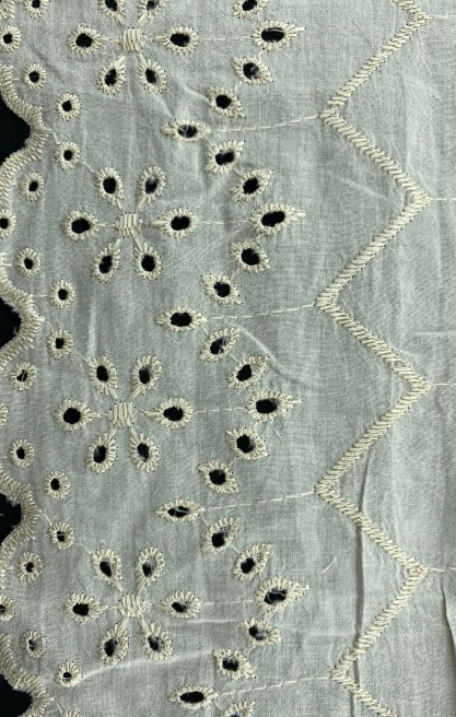 Bej Renk Pamuk Polyester Vual Brode Bant, 14 cm