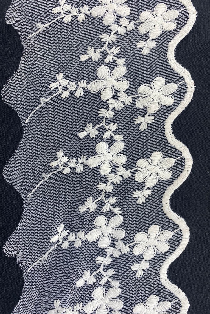 Ham Mat Polyester Tül Üzeri Brode Bant - Yerli, 12 cm