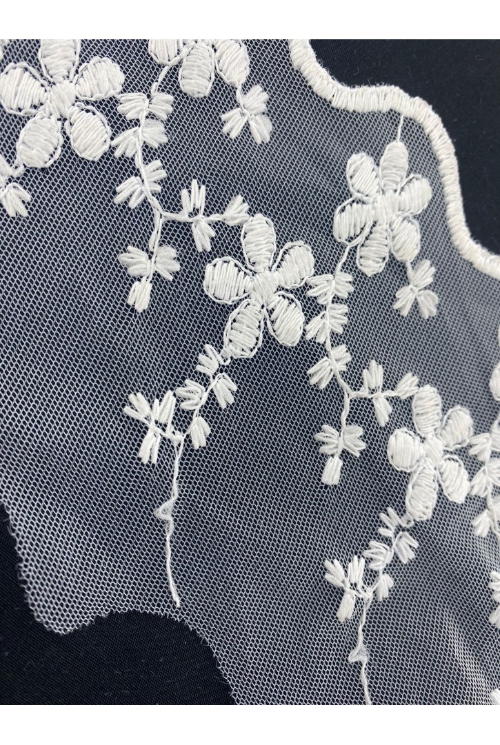 Ham Mat Polyester Tül Üzeri Brode Bant - Yerli, 12 cm