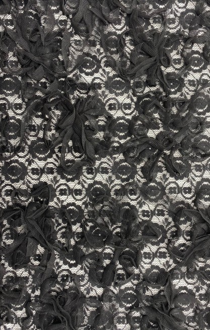 Siyah Süzeneli Dantel Kumaş - Yerli Naylon, 150 cm (11205)