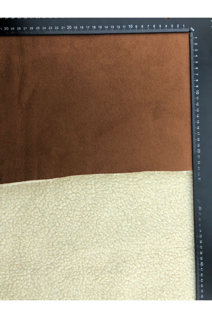 18118-METRE Kahve Süet Bej Kürk Kuzu Kumaş