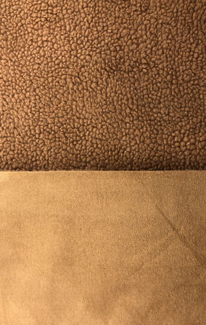 Kahve Süet ve Kürk Kuzu Kumaş - 150 cm