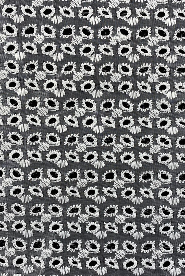 Organze Brode Kumaş, Polyester, Bohrelli Beyaz