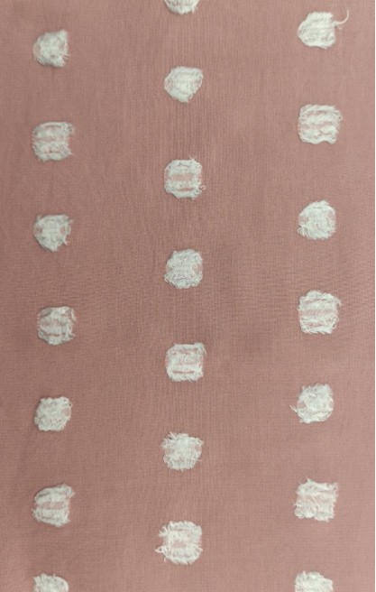 Somon Zemin Beyaz Puanlı Yerli Şifon Kumaş - Polyester