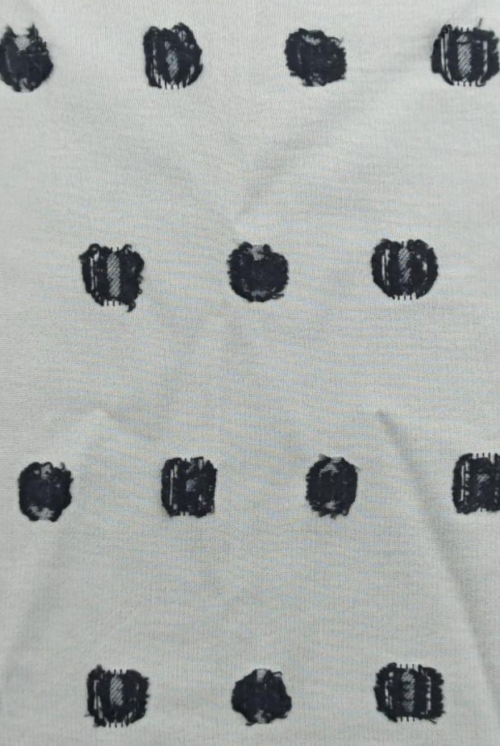 Gri Siyah Puanlı Şifon - Yerli Polyester (10316)