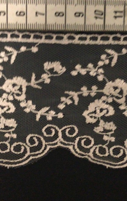 Pudra Renk Tül Üzeri Brode Bant, Yerli Polyester