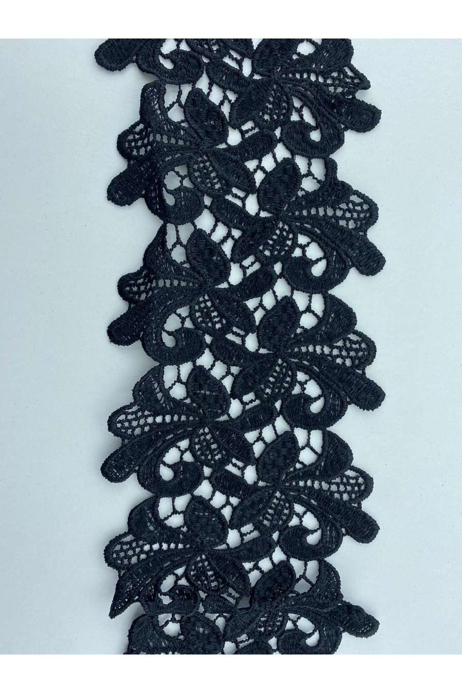 Siyah İthal Mat Polyester Güpür Brode Bant