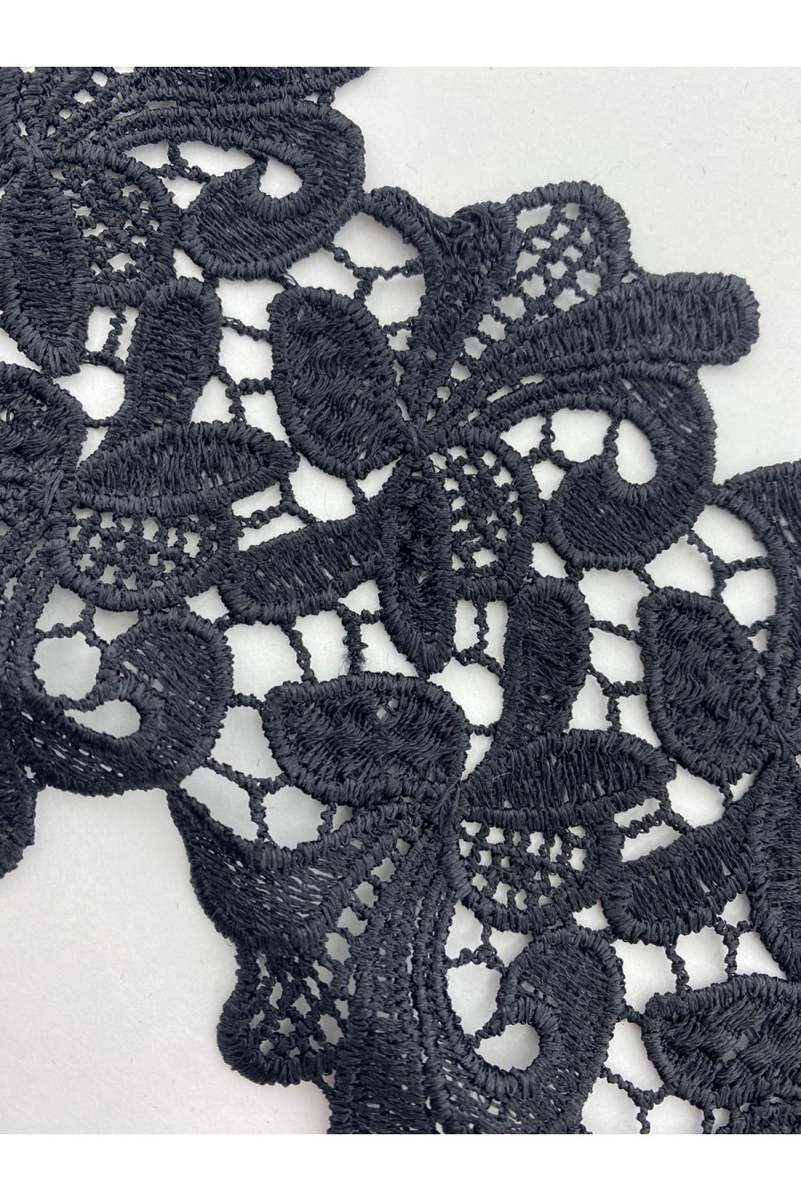 Siyah İthal Mat Polyester Güpür Brode Bant