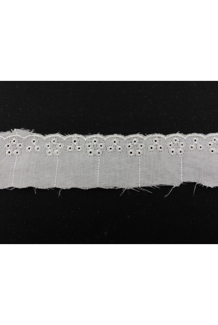 Beyaz Vual Mat Polyester Yerli Brode Bant - 3.5 cm