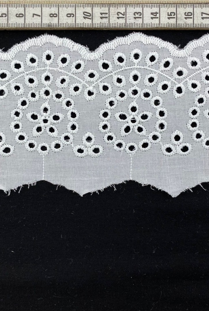 Pamuklu Vual Bohrer Desenli Brode Bant Kumaş - Kasar - 9 CM