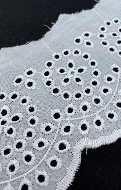 Pamuklu Vual Bohrer Desenli Brode Bant Kumaş - Kasar - 9 CM