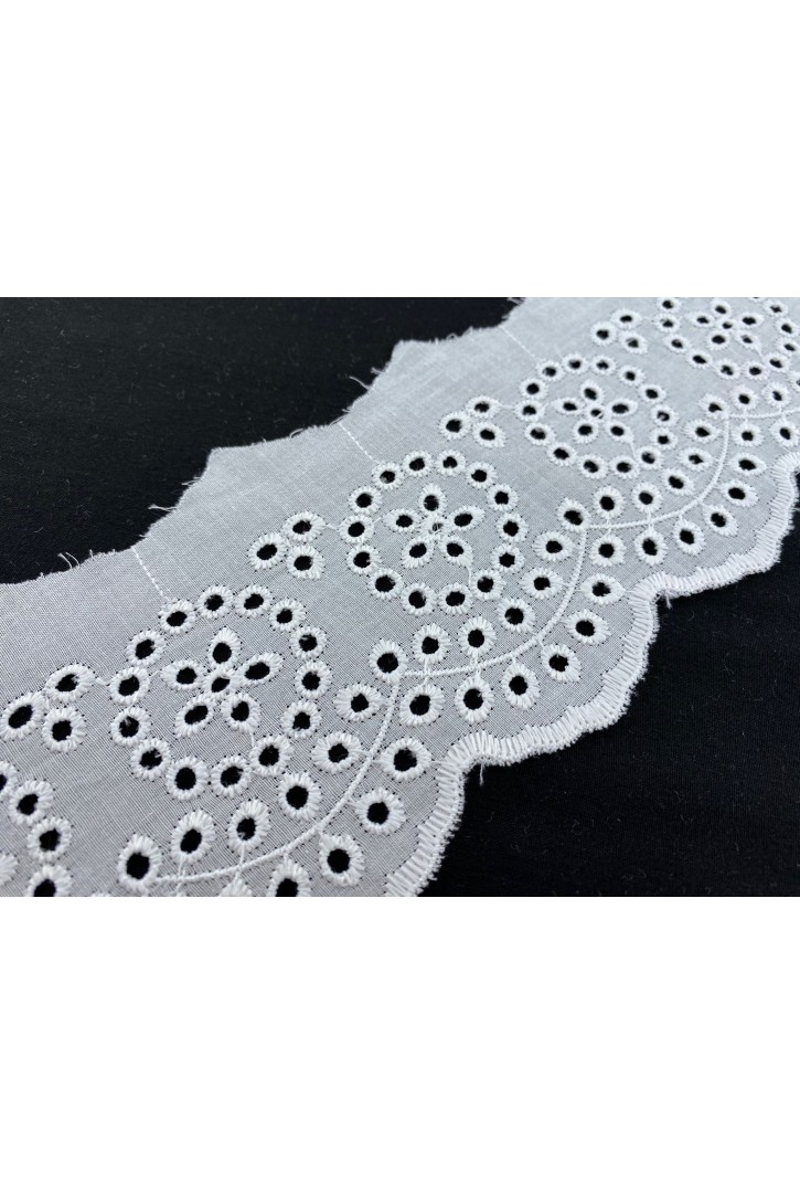 Pamuklu Vual Bohrer Desenli Brode Bant Kumaş - Kasar - 9 CM