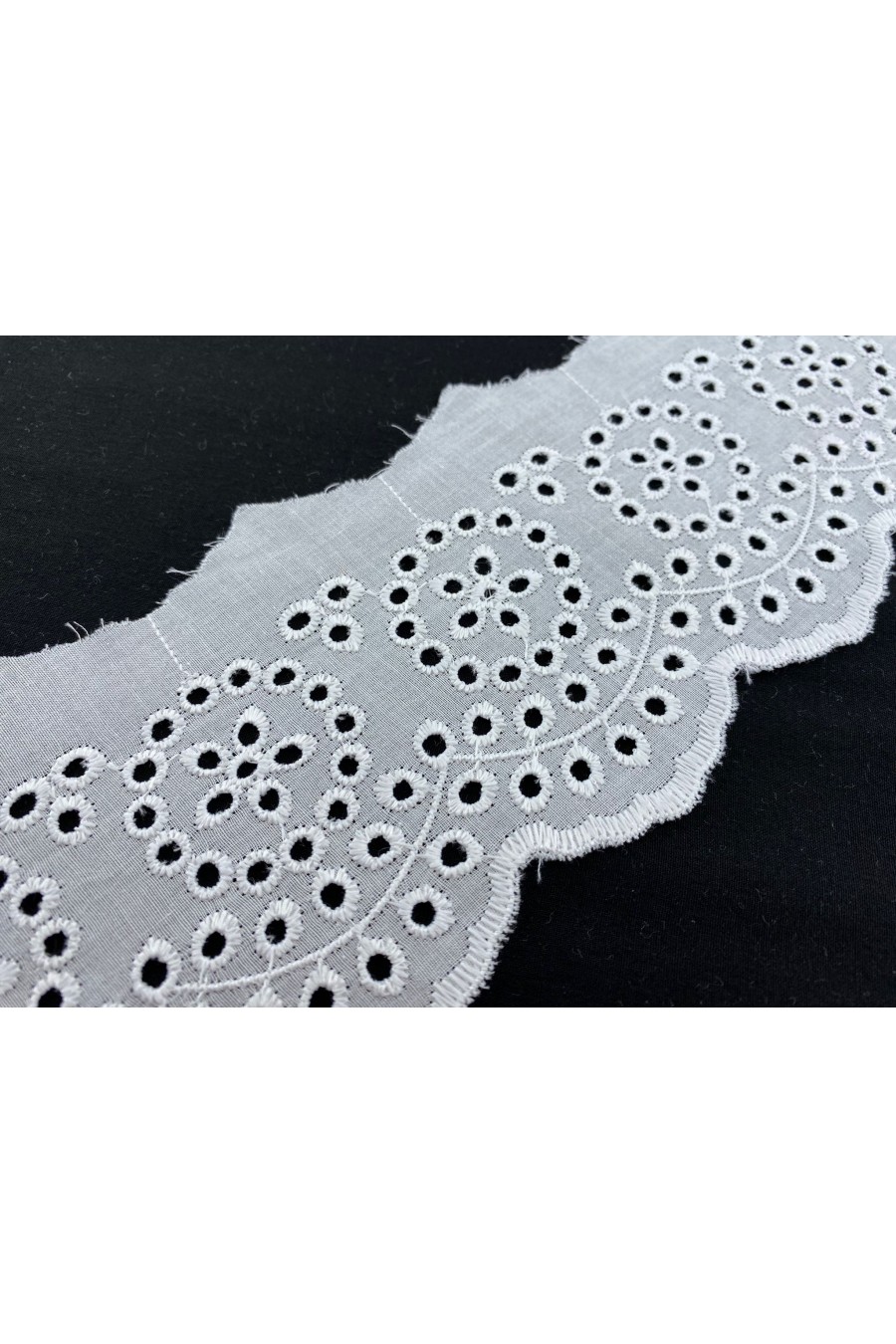 Pamuklu Vual Bohrer Desenli Brode Bant Kumaş - Kasar - 9 CM