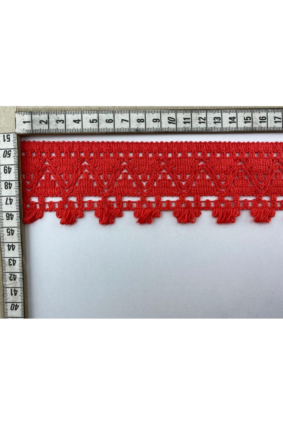 8508-METRE Coral Renk Pamuk Bant Brode, 5,5 cm