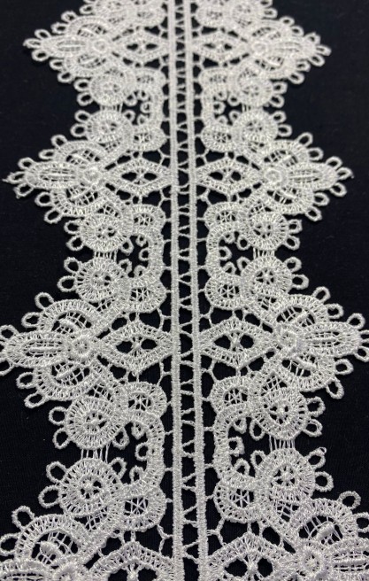 10,5 cm Parlak Ham Polyester Güpür Brode Bant