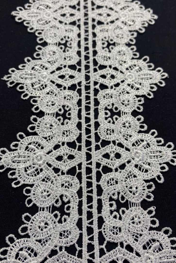 10,5 cm Parlak Ham Polyester Güpür Brode Bant