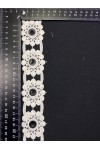 Siyah Mat Polyester Güpür Brode Bant, 4 cm