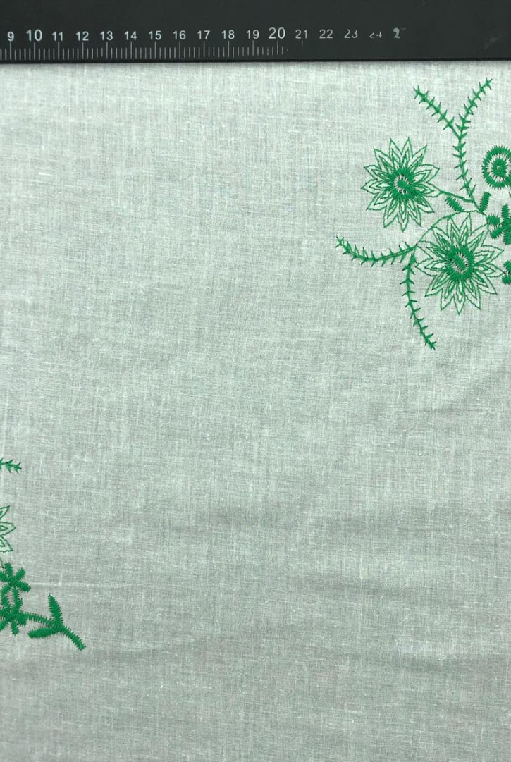 Yeşil Nakış İpli Off White Vual Brode