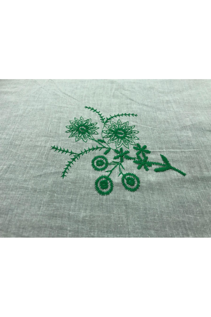 Yeşil Nakış İpli Off White Vual Brode