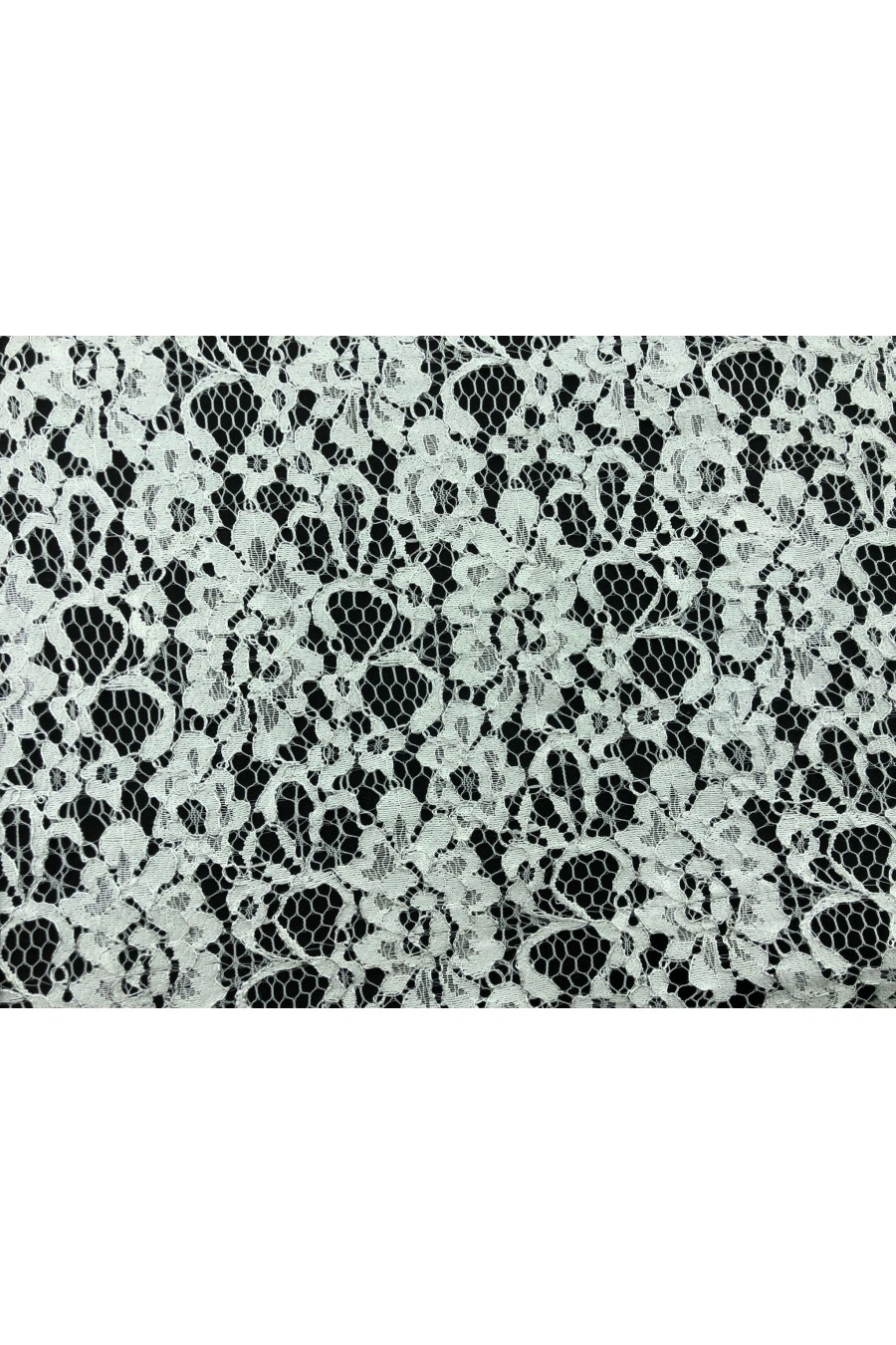 Beyaz Gümüş Simli Kordlu Polyester Dantel