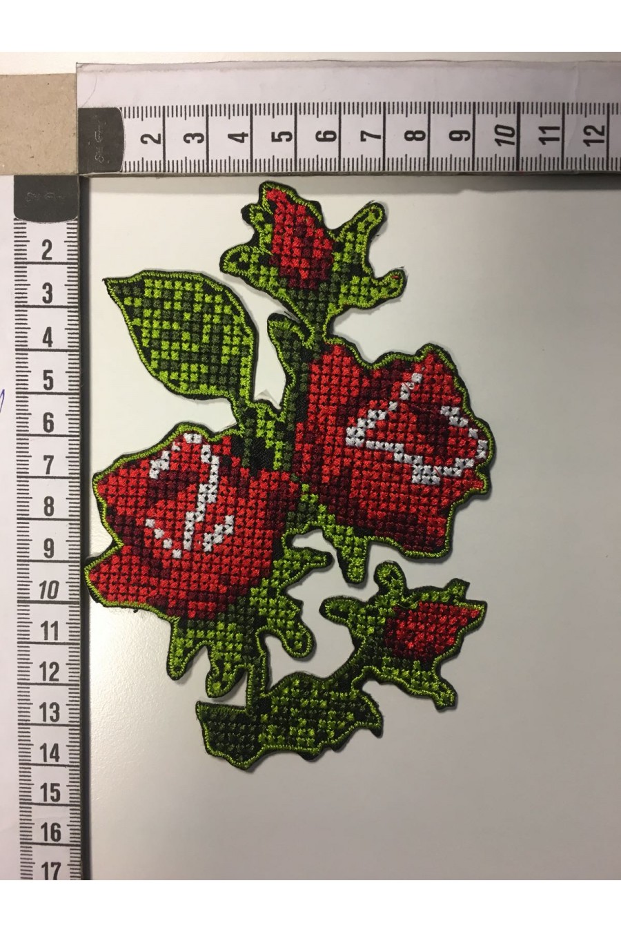 7202-ADET Kırmızı ve Yeşil Nakışlı Polyester Aplik