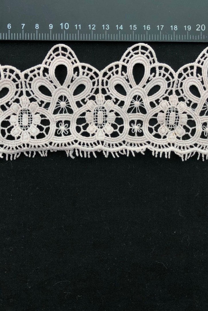 Pudra Renk Mat Polyester Güpür Bant