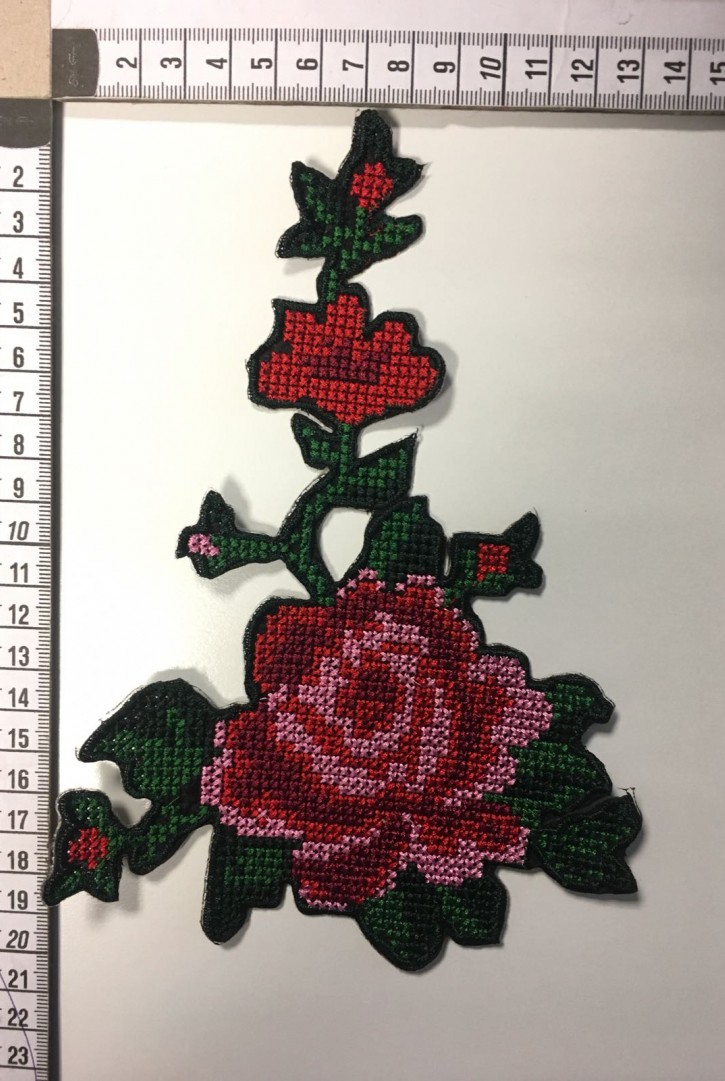 7203/NAKIŞ/APLİK/POLYESTER/ETAMİN/KIRMIZI-PEMBE-YEŞİL