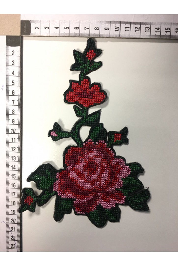 7203/NAKIŞ/APLİK/POLYESTER/ETAMİN/KIRMIZI-PEMBE-YEŞİL