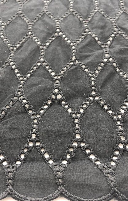 Siyah Pamuk Polyester Bohrer Desenli Brode Bant