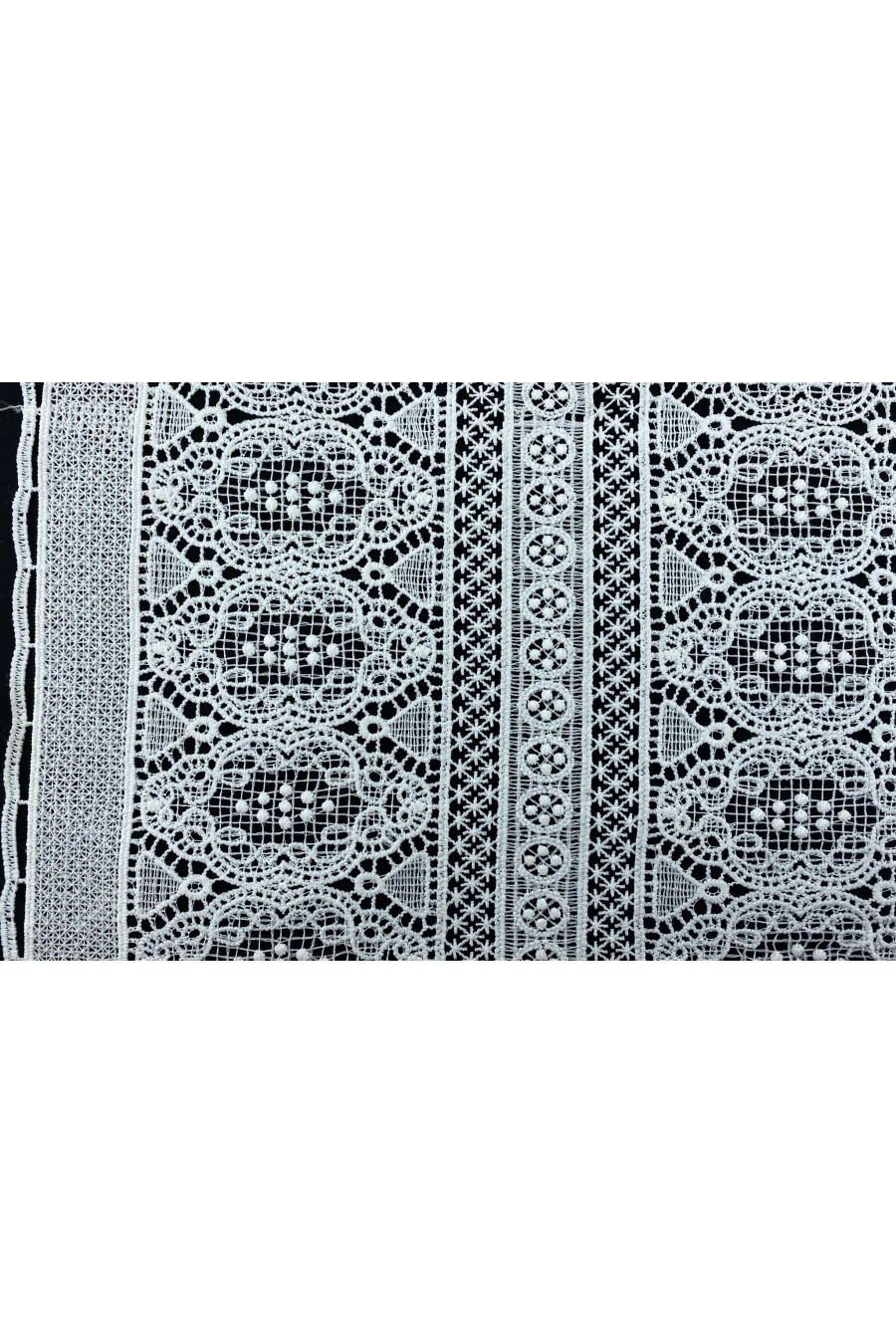 3855-METRE 80 cm Beyaz Mat Polyester İthal Brode Bant