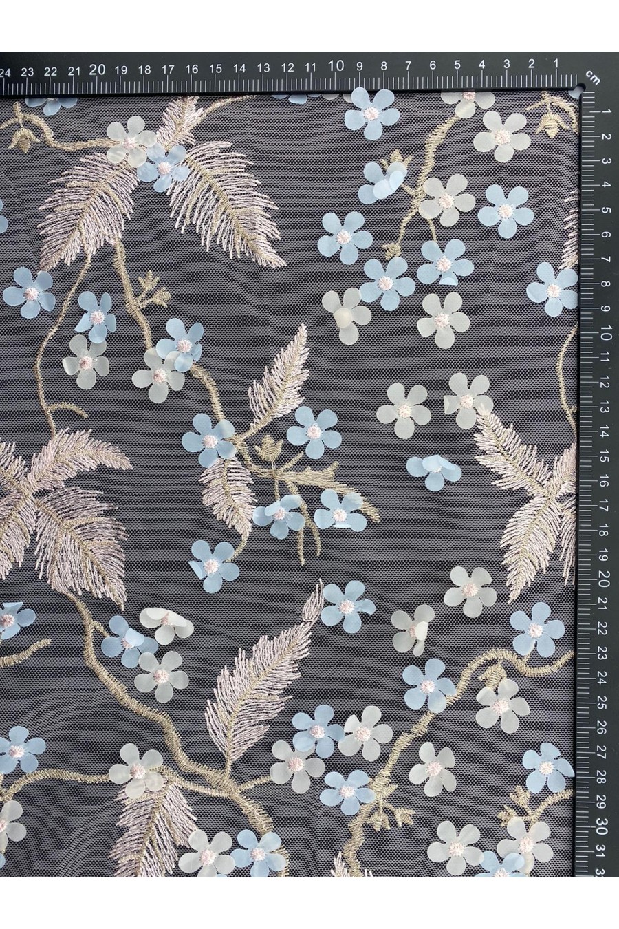 9896 BRODE/İTHAL/LEZ/TÜL ÜZERİ/POLYESTER/3 BOYUTLU/PEMBE