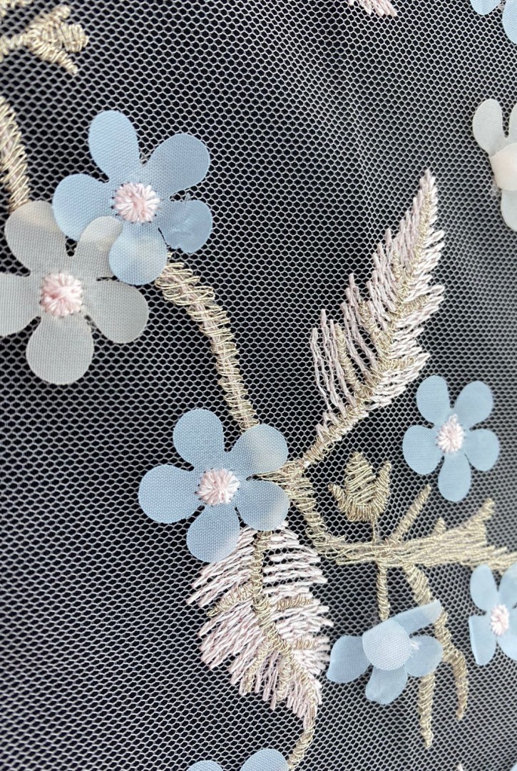 9896 BRODE/İTHAL/LEZ/TÜL ÜZERİ/POLYESTER/3 BOYUTLU/PEMBE