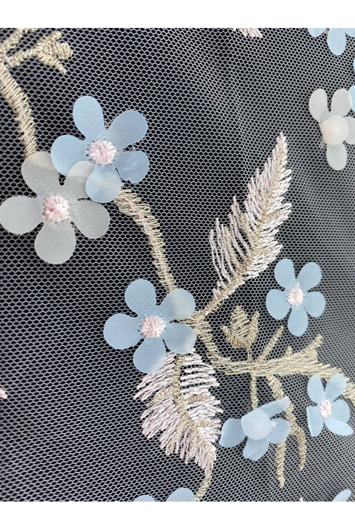 9896 BRODE/İTHAL/LEZ/TÜL ÜZERİ/POLYESTER/3 BOYUTLU/PEMBE