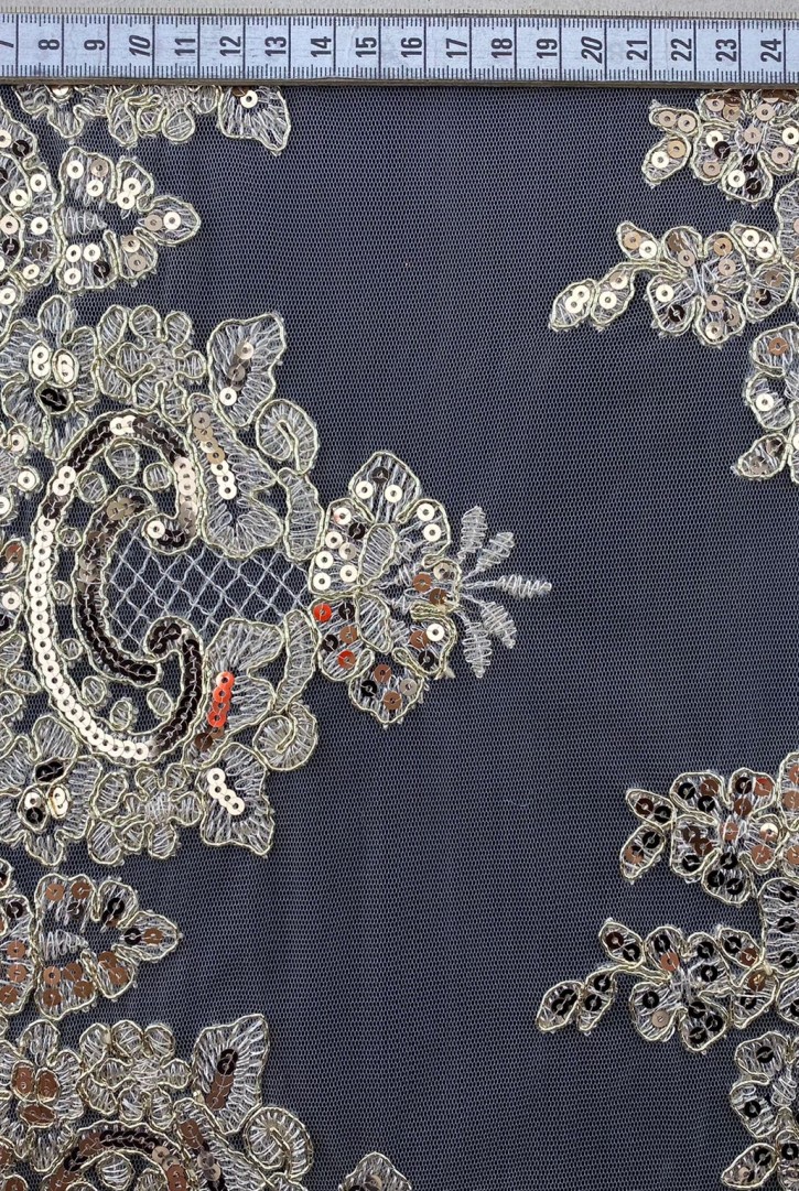 Gold Pullu Naylon Brode Kumaş