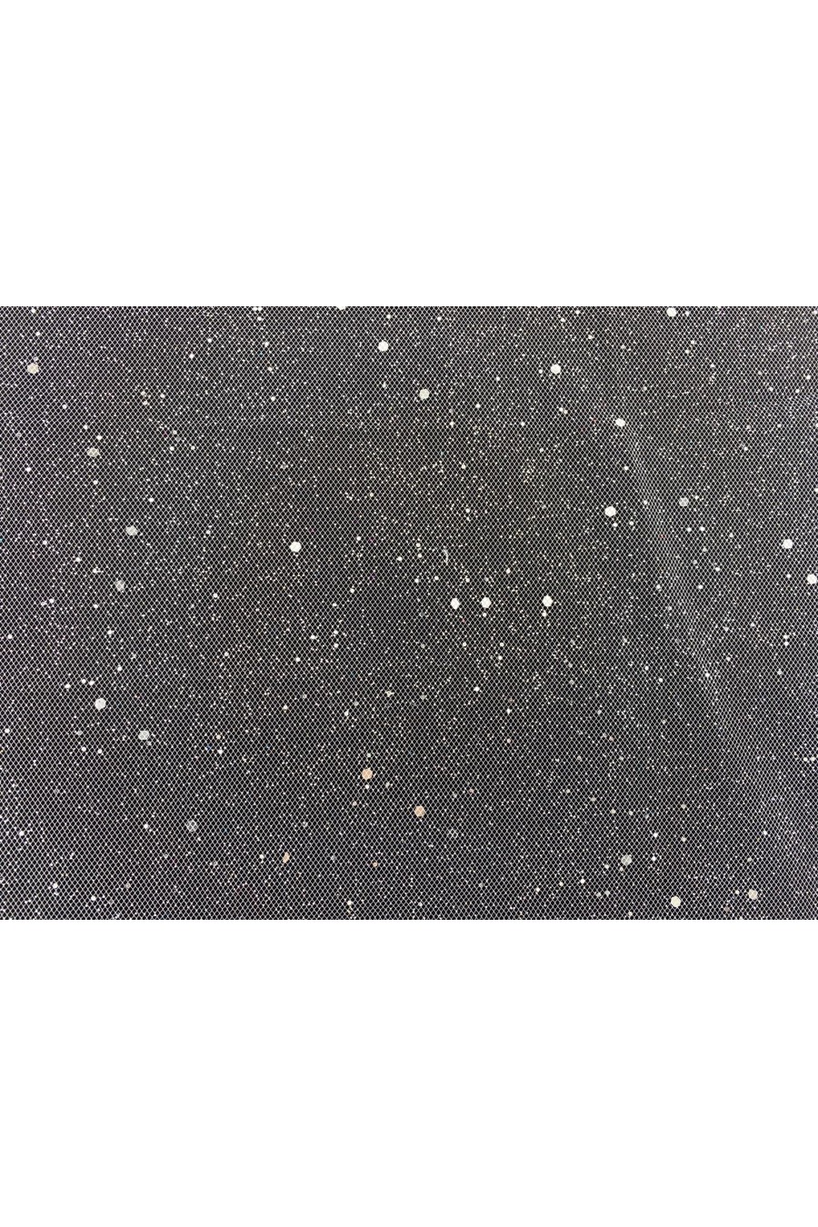 9183-KG Beyaz Simli Pullu Likralı Tül Kumaş, 160 cm