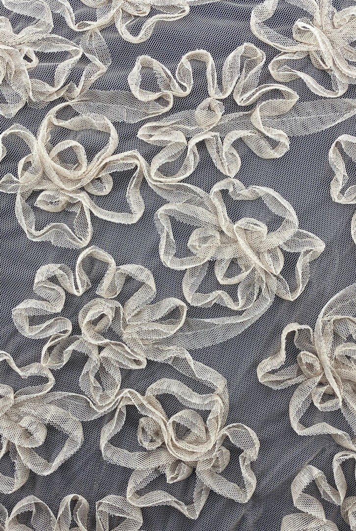 Bej Süzeneli Tül Kumaş - Yerli Polyester, 130 cm (11203)