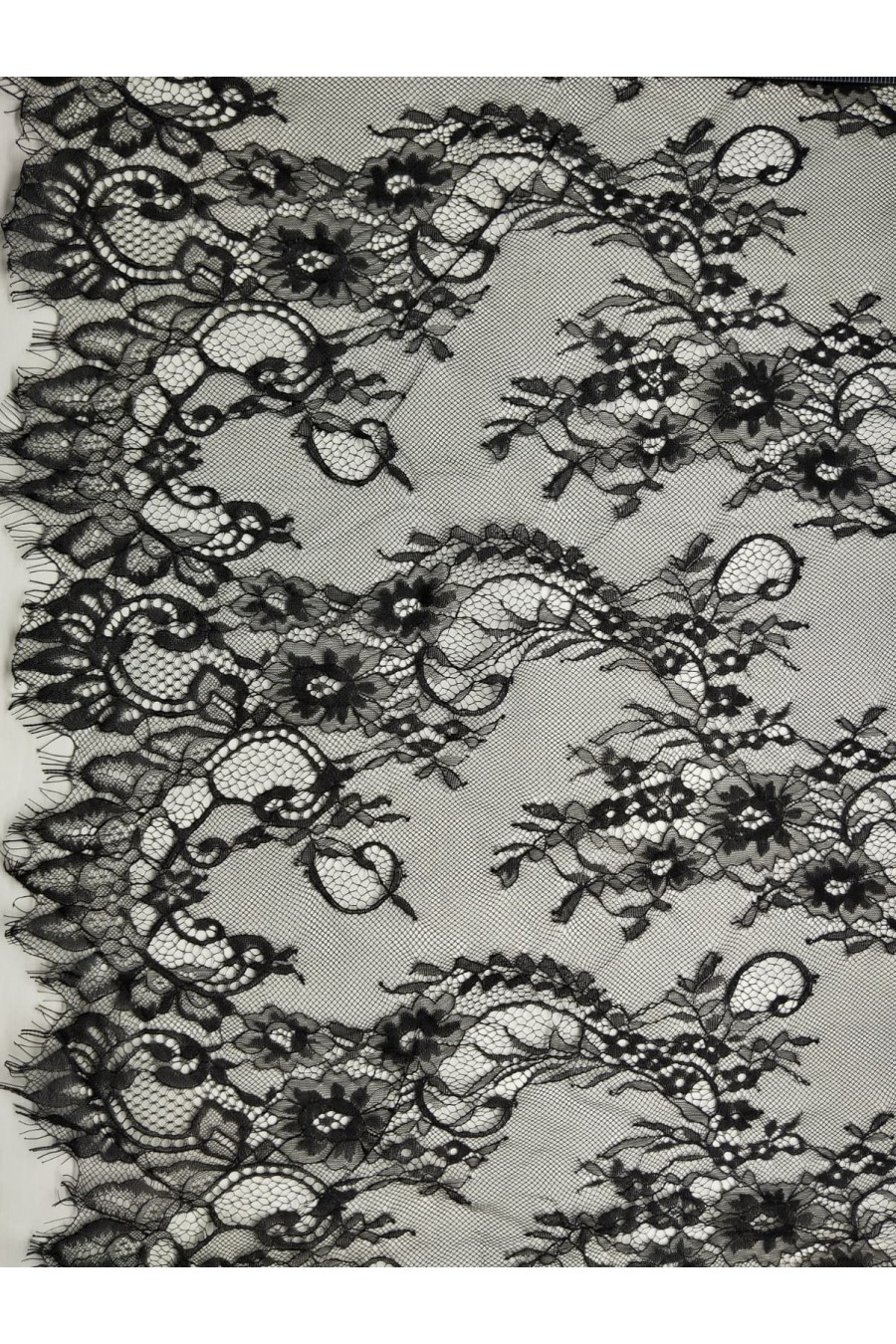 22997 DANTEL/İTHAL/LEZ/NAYLON/SAKALLI/SİYAH/150 CM