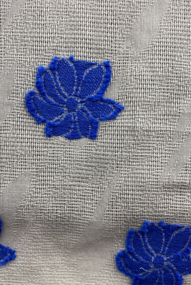 22463 KUMAŞ/YERLİ/LEZ/PAMUK/MAVİ GÜLLÜ/KREM/150 CM